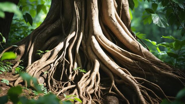 Ficus watkinsiana, commonly referred to as wraps its root system around a host tree in a parasitic manner and also transforms into jungle vines.