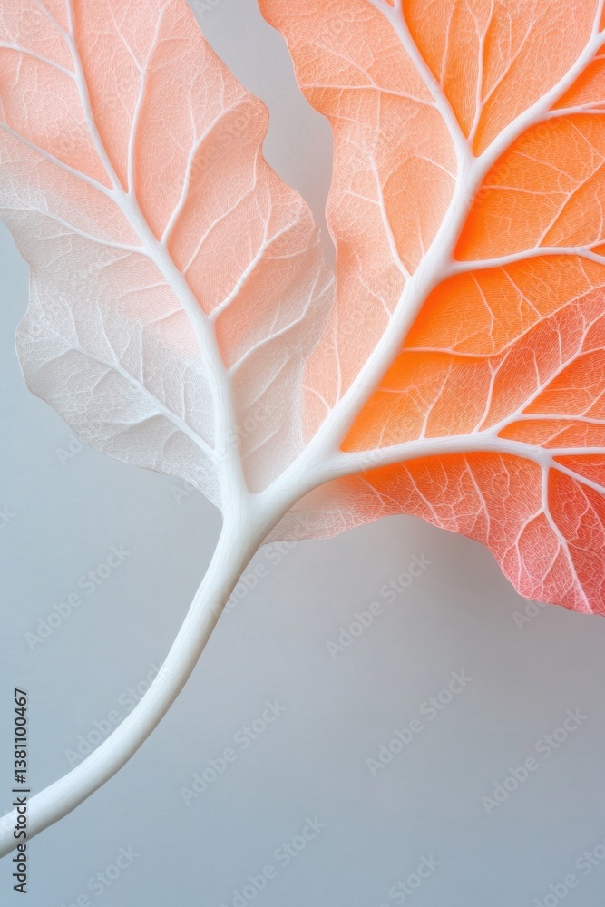 Poster Ethereal Botanical Minimalism Gradient Leaf Macro Exploring Organic Symmetry, Soft Transitional Design and Natural Aesthetic Trends in High-Resolution Detail