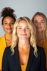 Fototapeta premium Empowered Workplace Diversity Inclusive Gen Z Professional Women Redefining Corporate Culture with Confident Multiethnic Leadership Aesthetics
