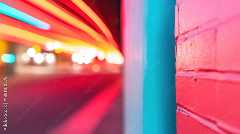 Poster neon urban dreamscape vibrant color gradient architectural capturing cyberpunk aesthetic and digital