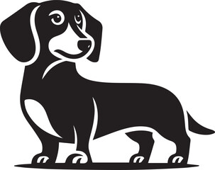 Dachshund Dog Vector Black & White | Silhouette, Clipart, Line Art