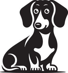 Dachshund Dog Vector Black & White | Silhouette, Clipart, Line Art