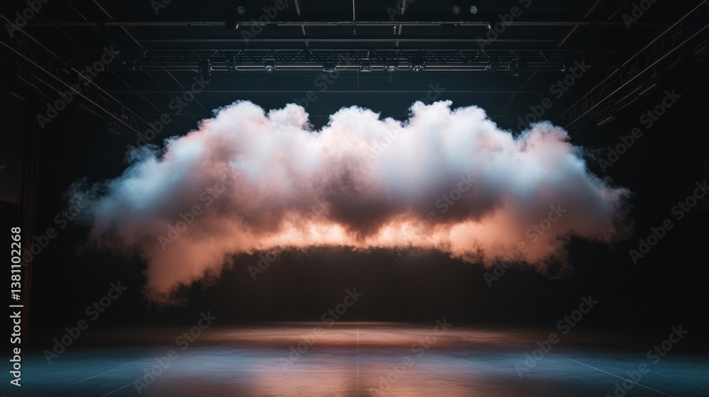 Poster ethereal cloud stage design immersive digital performance art with atmospheric lighting - experiment