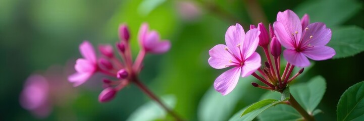 Fototapeta premium Lilac flower stems on the Royal Pelargonium Archie Pope branch are slender and strong, flower stem, slender, botanical