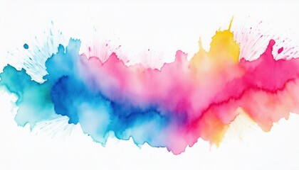 vibrant watercolor splash in blue, pink, and yellow with artistic gradient blending for background, print, and design

