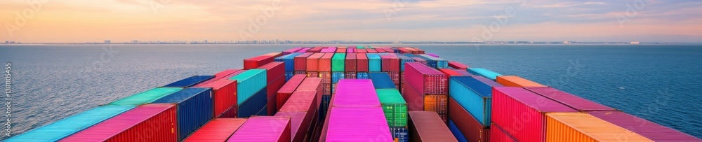 Poster hyper-chromatic supply chain resilience global logistics visualization of cargo container dynamics i