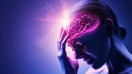 Obraz premium Young woman experiencing from intense migraine headache