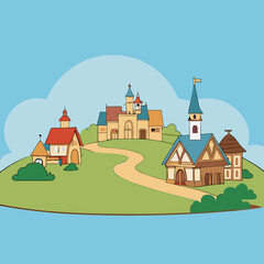 Naklejka premium vector illustration of a castle