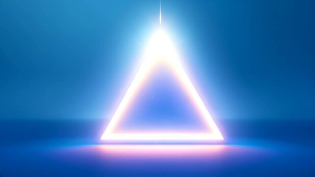 Animation of triangle glowing on blue background captivating animation featuring a triangle that gradually glows against a serene blue background. Start with the triangle in a muted shade,