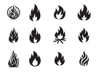 Burning Flame Vector Icon with Artistic Handmade Silhouette Design