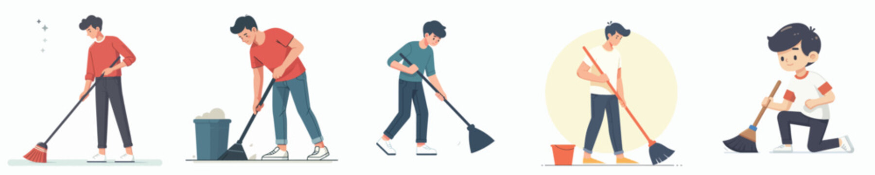 a group of youth vectors are sweeping