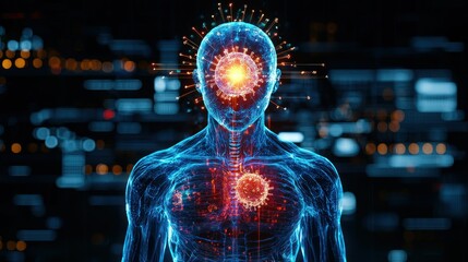 Digital Anatomy: Human Body Infected by Virus