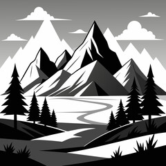 Obraz premium winter landscape with trees and mountains