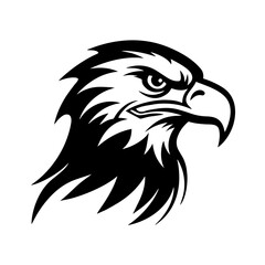 Bald Eagle Head with Sharp Beak and Stylized Feathers, Representing the United States and Symbolizing Strength, Freedom, and National Identity. 