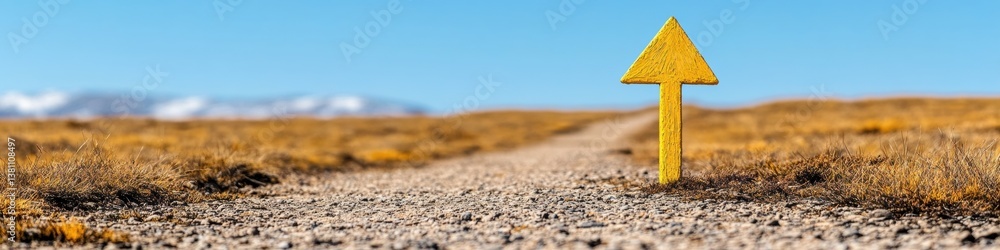 Poster Minimalist Growth Strategy AI-Enabled Purpose Pathfinding with Vibrant Yellow Progress Arrow - Transformative Career Navigation for Digital Entrepreneurs