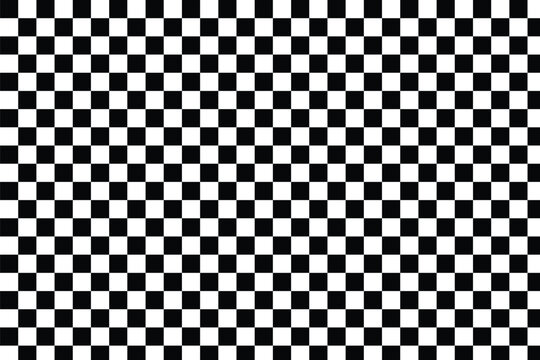 Black and white checker pattern vector illustration. Abstract checkered chessboard or checkerboard for game, grid with geometric square shape, race or rally flag and mosaic floor tile. checkerboard.