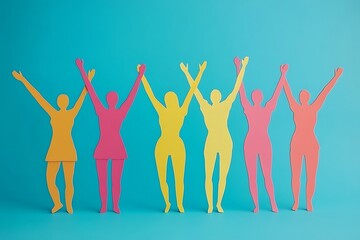 Fototapeta premium Colorful Women Teamwork Celebrating Unity