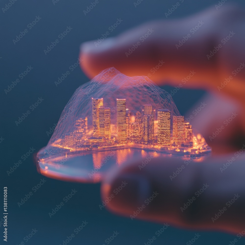 Aufkleber augmented urban futures holographic smart city projection with digital twin technology - next-genera