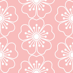 Flower Japanese style pattern background vector art. Pastel pink and white. For wrapping paper, closet, wallpaper, fabric patterns, tropical, and oriental