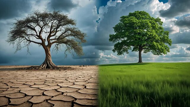 Environmental and global warming ideas, Living and deceased large tree