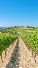 Obraz premium Regenerative Agriculture Showcase Sustainable Tuscan Vineyard Landscape with Heritage Farmhouse - Eco-Tourism and Terroir Marketing Visual Experience
