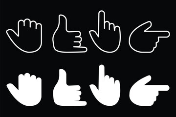 Fototapeta premium Human Hand Icons Set In Flat Style Vector Illustration. hand gesture icon. flat style.