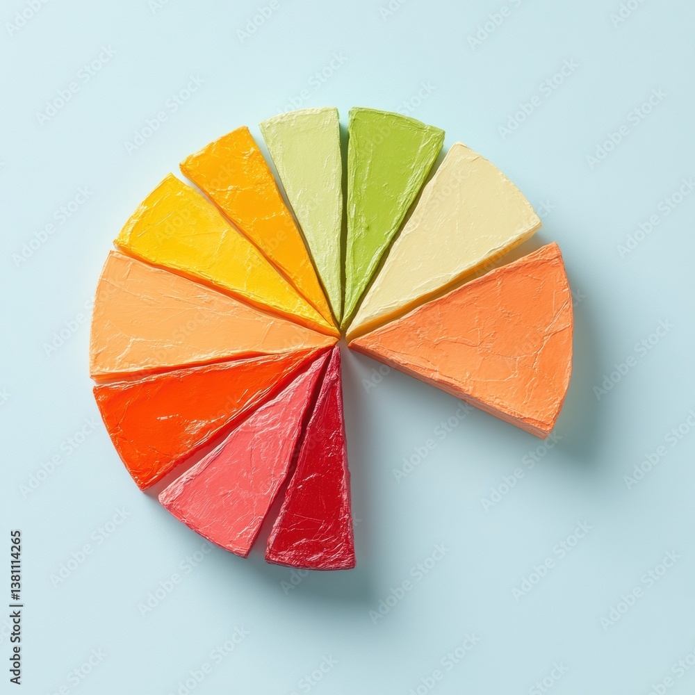 Poster minimalist investment strategy visualization vibrant pie chart segments revealing dynamic asset allo