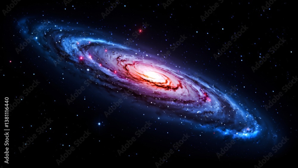 Wall mural a spiral galaxy showcasing its intricate structure with bright star clusters and swirling dust lanes