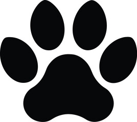 Black Dog Paw Print Symbol in Minimalistic Design on White Background