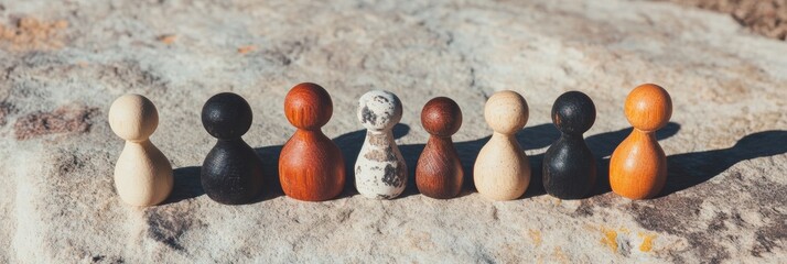 Holistic Healing Symbolism Mindful Wooden Figures in Systemic Constellation Therapy - Emotional Wellness and Interpersonal Relationship Insight
