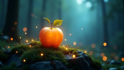 Magical Glowing Apple in Enchanted Forest – Fantasy AI Art Inspiration