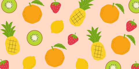 Fruits seamless pattern for backgrounds, presentations, wrapping papers, prints, artworks. Vector illustration	