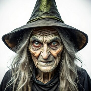 Old scary witch fantasy medieval isolated on white background