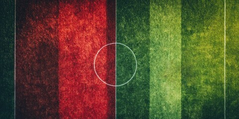 football soccer field with worn red and green grass background