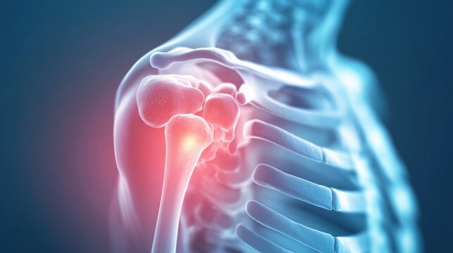 closeup of 3d render of shoulder joint affected