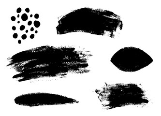 Dry brush shapes collection. Hand drawn acrilic painting