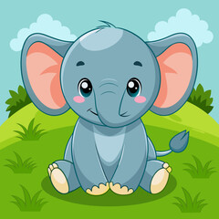 Fototapeta premium cartoon elephant with a blank sign