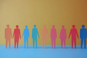 Obraz premium Connected Colorful People Teamwork Success Blue Background