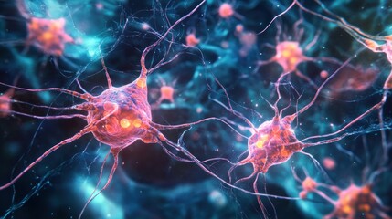 A digital portrait of Tay-Sachs disease affecting nerve cells closeup shot