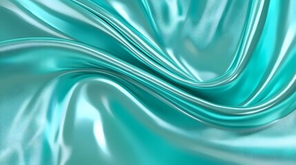 Obraz premium Elegant Satin Fabric in Aqua Blue Color with Smooth Texture and Flowing Curves