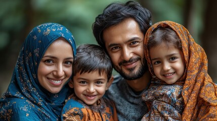 A Happy Muslim Family Portrait: Cherishing Moments Together