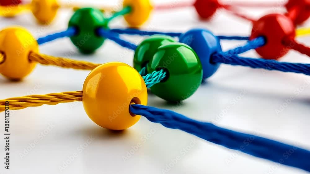 Poster connecting nodes in a colorful technology network concept generative ai