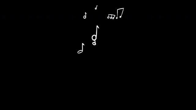 4 musical doodles in the form of notes in white on a transparent background