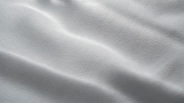 Close-up of a soft, rough white textile material background texture, table cloth. Blank white fabric backdrop. Luxurious white velvet.