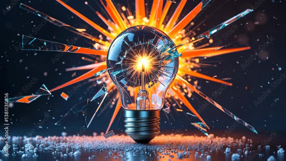 Aufkleber exploding light bulb as a conceptual representation for ideas and brainstorming.