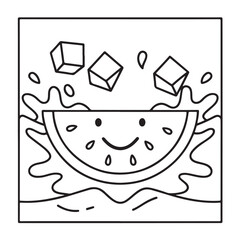 Summer Coloring Pages, bold & easy coloring page, summer background, summer food, Summer vacation, Hand drawn coloring page, Summer set of icons, Travel, beach, summer holidays, Vector illustration