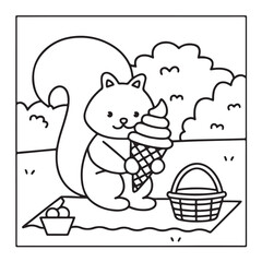 Summer Coloring Pages, bold & easy coloring page, summer background, summer food, Summer vacation, Hand drawn coloring page, Summer set of icons, Travel, beach, summer holidays, Vector illustration