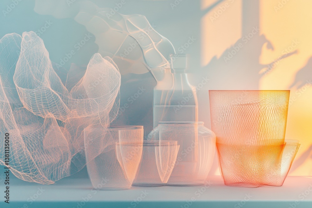 Aufkleber colorful glassware and artistic forms create a unique display in natural light