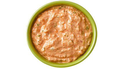 Creamy Spicy Sauce in Green Bowl with Fresh Herbs and Vibrant Color Suitable for Dips, Dressings, and Culinary Creations in Food Photography