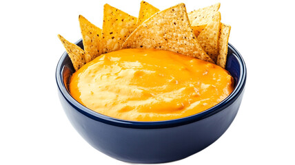 Creamy Cheese Dip with Crispy Tortilla Chips in a Blue Bowl Ready for Enjoyment at a Party or Gathering